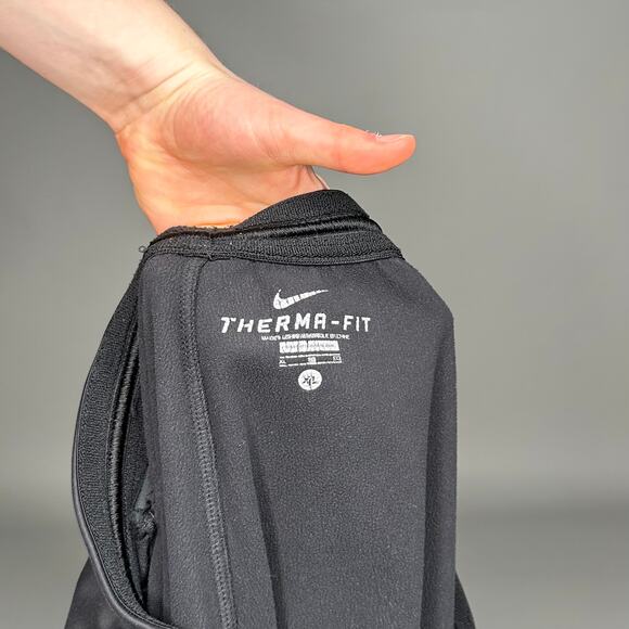 Nike Sweatpants Smoke Black Polyester Subtle Swoosh Baggy Wide Leg Therma Fit - Picture 4 of 4